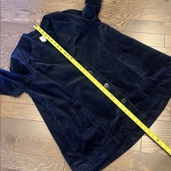 J. Jill Navy Blue Corduroy Blazer Jacket Size L Pleated Back - Picture 7 of 9